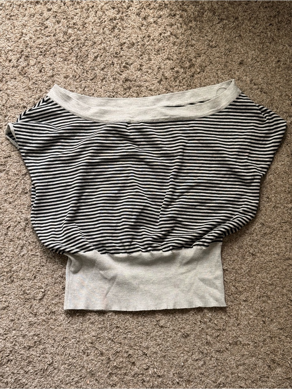 Forever 21 Black and White Striped Boatneck Crop Top